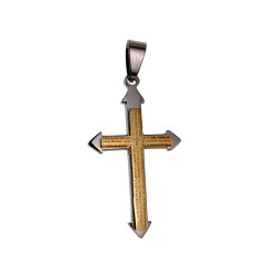 RVS Jasseron Ketting + Bicolor Kruishanger en Onze Vader Gebed