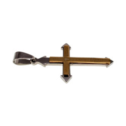 RVS Jasseron Ketting + Bicolor Kruishanger en Onze Vader Gebed