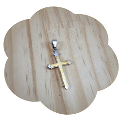 RVS Jasseron Ketting + Bicolor Kruishanger en Onze Vader Gebed