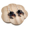 Spin Oorbellen met Obsidiaansteen en Antracietzwart Rocailles - RVS