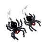 Spin Oorbellen met Obsidiaansteen en Antracietzwart Rocailles - RVS