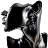 Spin Oorbellen met Obsidiaansteen en Antracietzwart Rocailles - RVS