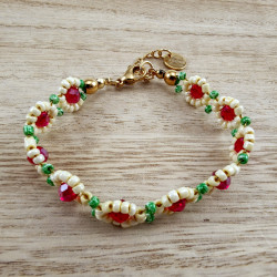 Dames Bloemenarmband - Verguld RVS - Handgemaakt esde2 - 16 tot 19 cm