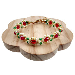 Dames Bloemenarmband - Verguld RVS - Handgemaakt esde2 - 16 tot 19 cm