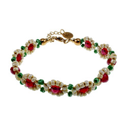 Dames Bloemenarmband - Verguld RVS - Handgemaakt esde2 - 16 tot 19 cm
