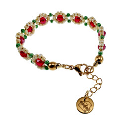 Dames Bloemenarmband - Verguld RVS - Handgemaakt esde2 - 16 tot 19 cm