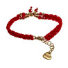 Gehaakte Armband met Rode Kristallen - Verguld RVS -  15 tot 18 cm