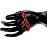 Gehaakte Armband met Rode Kristallen - Verguld RVS -  15 tot 18 cm