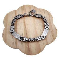 Premium RVS Koningsschakel Armband met Grieks Design - 16 tot 19 cm