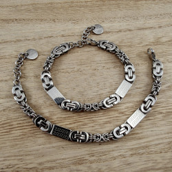 Premium RVS Koningsschakel Armband met Grieks Design - 16 tot 19 cm