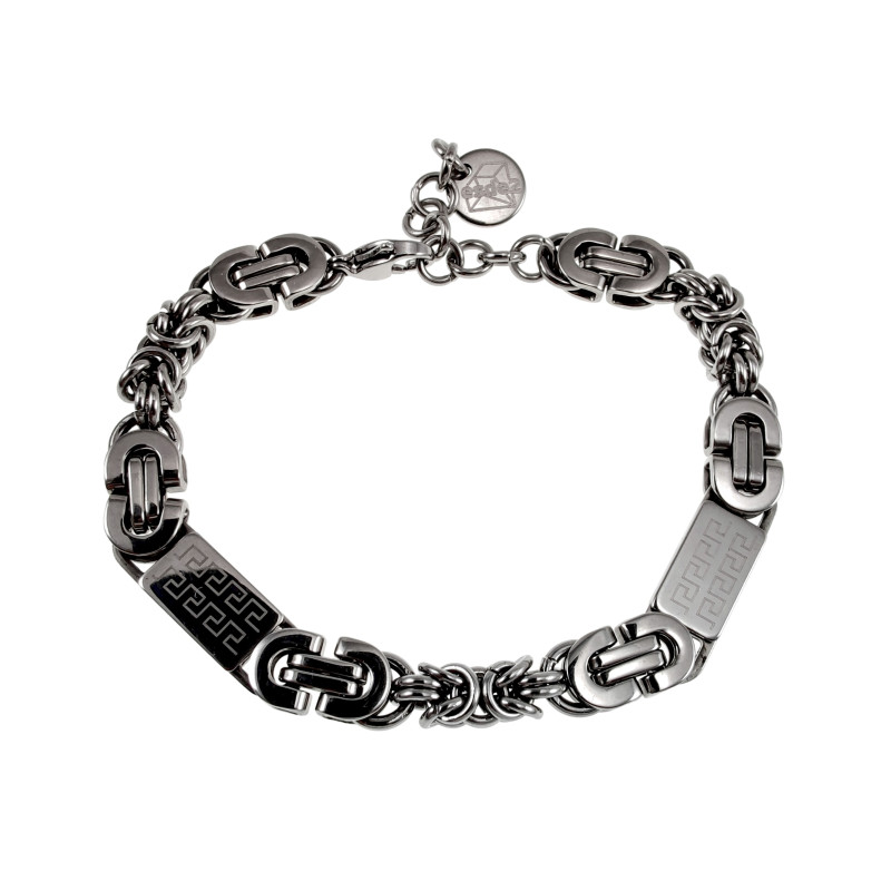 Premium RVS Koningsschakel Armband met Grieks Design - 16 tot 19 cm