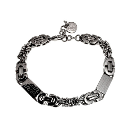 Premium RVS Koningsschakel Armband met Grieks Design - 16 tot 19 cm