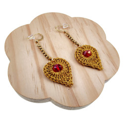 Dames Hartoorbellen met Goudkleurig Crochet en Kristal - Verguld RVS