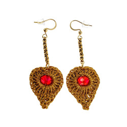 Dames Hartoorbellen met Goudkleurig Crochet en Kristal - Verguld RVS