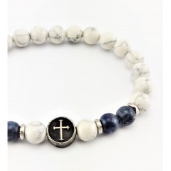 Natuurlijke Howliet en Lapis Lazuli Armband
