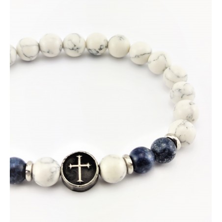 Natuurlijke Howliet en Lapis Lazuli Armband