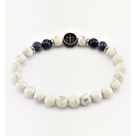 Natuurlijke Howliet en Lapis Lazuli Armband
