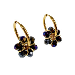 ∅20mm x 2mm Dames Oorringen met Donkerblauwe Kristallen - Vergulde RVS