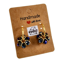 ∅20mm x 2mm Dames Oorringen met Donkerblauwe Kristallen - Vergulde RVS