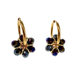 ∅20mm x 2mm Dames Oorringen met Donkerblauwe Kristallen - Vergulde RVS
