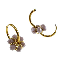 ∅20mm x 2mm Dames Oorringen met Paarse Kristallen - Vergulde RVS