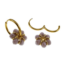 ∅20mm x 2mm Dames Oorringen met Paarse Kristallen - Vergulde RVS