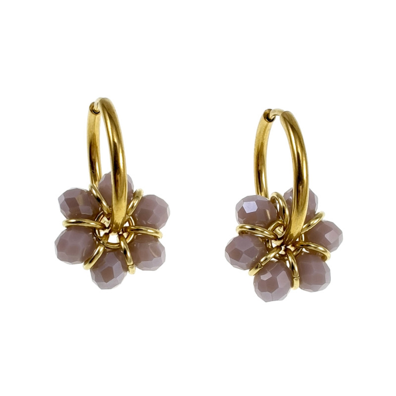 ∅20mm x 2mm Dames Oorringen met Paarse Kristallen - Vergulde RVS