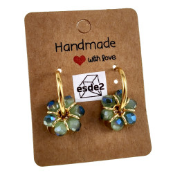 ∅20mm x 2mm Dames Oorringen met Groenblauwe Kristallen - Vergulde RVS
