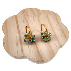 ∅20mm x 2mm Dames Oorringen met Groenblauwe Kristallen - Vergulde RVS