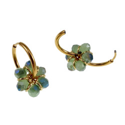 ∅20mm x 2mm Dames Oorringen met Groenblauwe Kristallen - Vergulde RVS