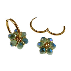 ∅20mm x 2mm Dames Oorringen met Groenblauwe Kristallen - Vergulde RVS