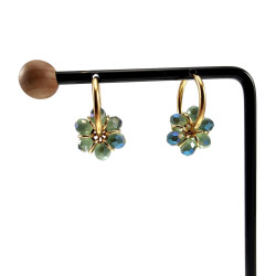 ∅20mm x 2mm Dames Oorringen met Groenblauwe Kristallen - Vergulde RVS