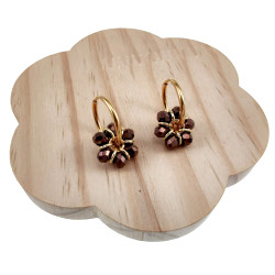 ∅20mm x 2mm Oorringen met Donkerbronsbruin Kristallen - Vergulde RVS