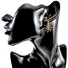 ∅20mm x 2mm Oorringen met Donkerbronsbruin Kristallen - Vergulde RVS