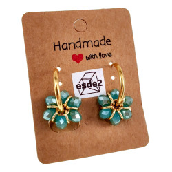 ∅20mm x 2mm Oorringen met Turquoise Kristallen Dames - Vergulde RVS