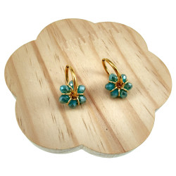 ∅20mm x 2mm Oorringen met Turquoise Kristallen Dames - Vergulde RVS