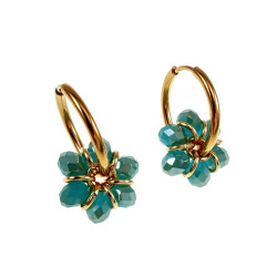 ∅20mm x 2mm Oorringen met Turquoise Kristallen Dames - Vergulde RVS