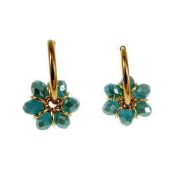∅20mm x 2mm Oorringen met Turquoise Kristallen Dames - Vergulde RVS