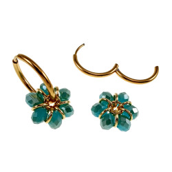∅20mm x 2mm Oorringen met Turquoise Kristallen Dames - Vergulde RVS