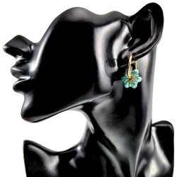 ∅20mm x 2mm Oorringen met Turquoise Kristallen Dames - Vergulde RVS