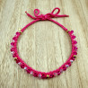 Exclusieve Damesketting van Fuchsia Haakwerk met Kristallen