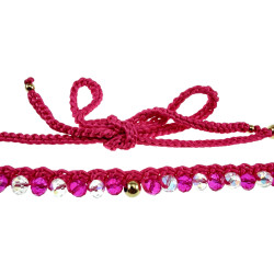Exclusieve Damesketting van Fuchsia Haakwerk met Kristallen