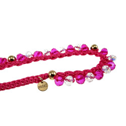 Exclusieve Damesketting van Fuchsia Haakwerk met Kristallen
