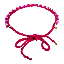 Exclusieve Damesketting van Fuchsia Haakwerk met Kristallen