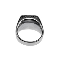 Heren - Grieks Zegelring - Gepolist RVS Vrijmetselaars Ring met Steen
