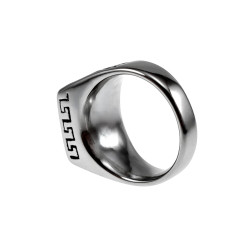 Heren - Grieks Zegelring - Gepolist RVS Vrijmetselaars Ring met Steen