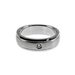RVS Vriendschapsring met Zirkonia en Golvend Design Unisex 6 mm Breed