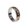 RVS Trouwring met Golvend, 3 Zirkonia's, Goudkleurige Lasergesneden
