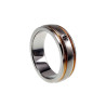 RVS Trouwring met Golvend, Zirkonia, Goudkleurige Lasergesneden