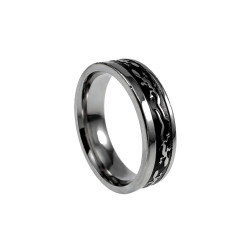 RVS Ring met Salamanderdesign en Zwarte PVD-coating - 6 mm Breed
